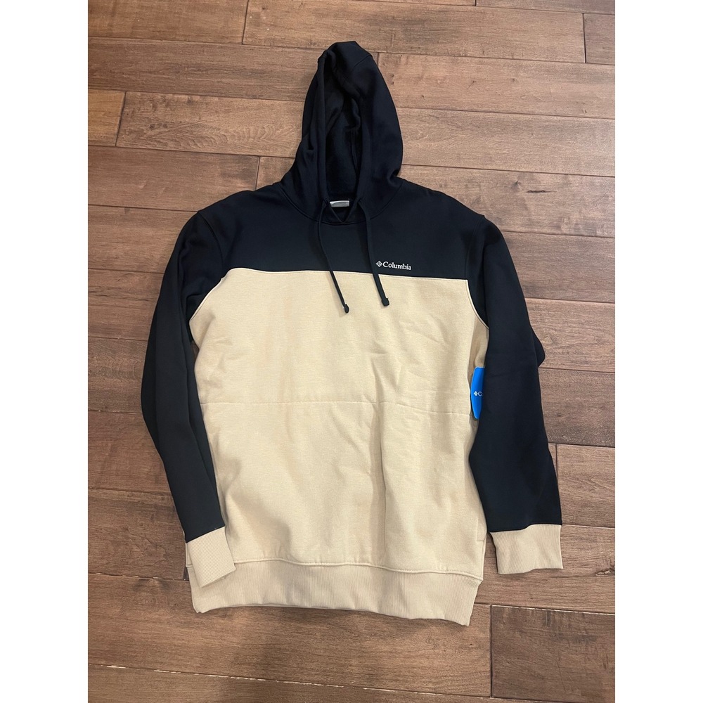 Columbia Hart Mountain III Hoodie Mens Medium Black Tan Colorblock Sweatshirt - Picture 2 of 5